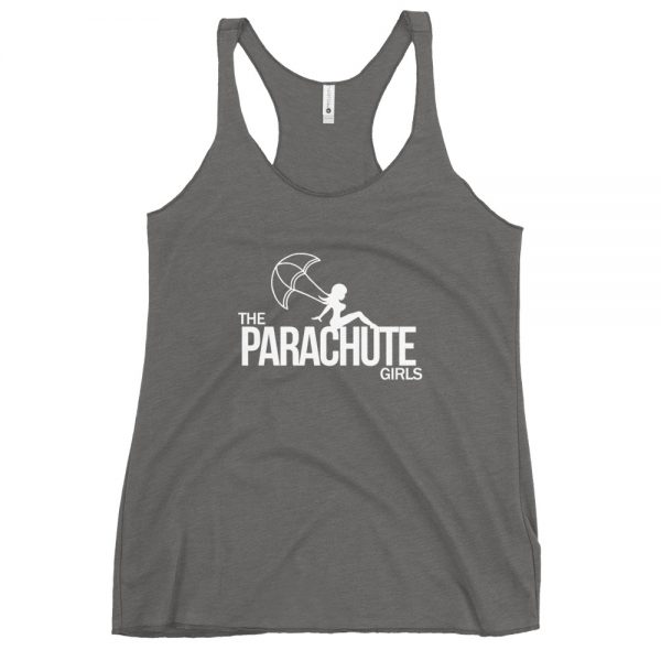 The Parachute Girls Women’s Racerback Tank (Heather Gray/White)